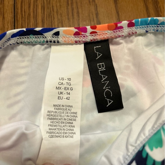 NWT La Blanca Waves of Color Side Tie Hipster Bikini Bottom Swim Size 10 - Picture 4 of 5